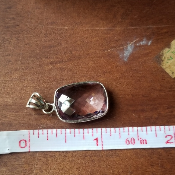 Faceted Amethyst and 925 Pendant - Picture 2 of 4